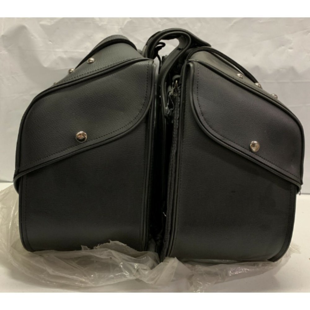 Diamond Plate 2 Pc Motorcycle Saddlebag PVC Z504 - Picture 3 of 3